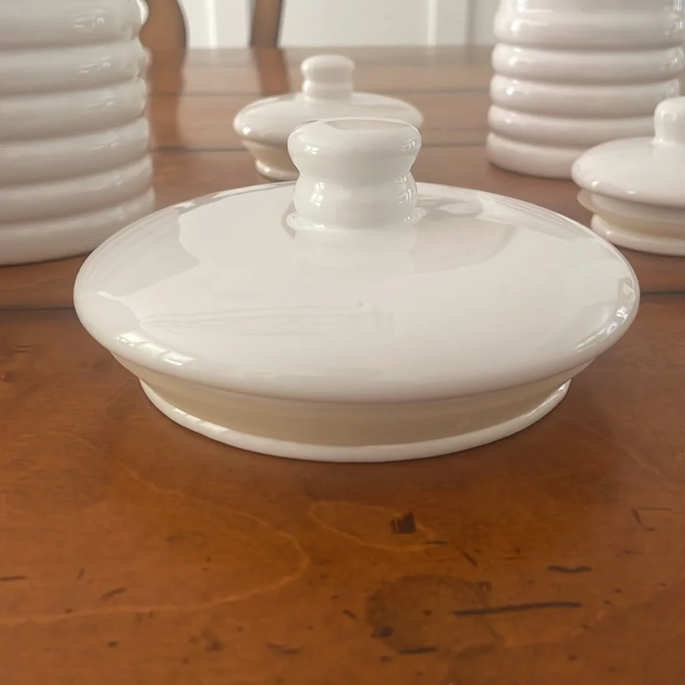 Crate & Barrel around White Porcelain Beehive Set